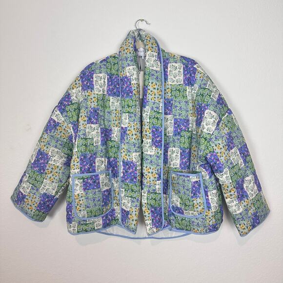 Anthropologie x Mable Zenobia Patchwork Feeling Quilted Jacket in Green/Lavender - Picture 4 of 8